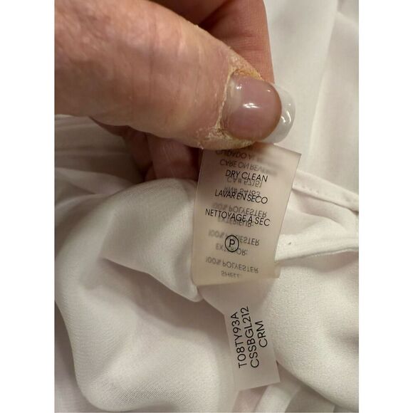 Calvin Klein Ruffle Front Pintuck Blouse Off White Sz. PM Feminine - Picture 12 of 12